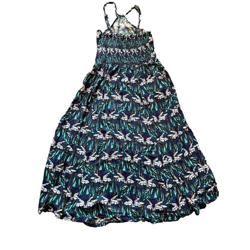 Valija Dress Womens Small S Blue Floral Below the Knee Length